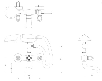 Смеситель для ванны Bronze de Luxe Florence 10319D Бронза