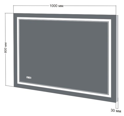 Зеркало Бриклаер Эстель-2 100 на взмах руки с подсветкой и часами