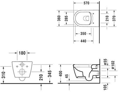 Унитаз Duravit ME by Starck 2529090000 подвесной без крышки-сиденья