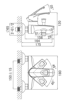 Смеситель для ванны D&K Erlangen Bayern DA1183201 Хром