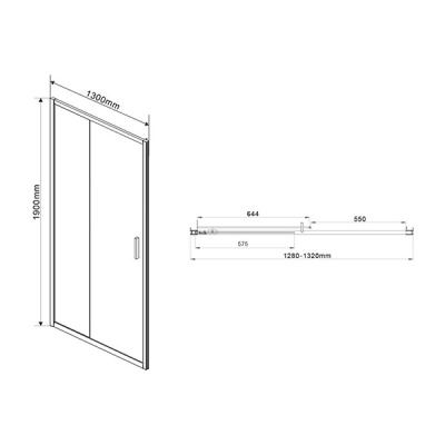 Душевая дверь Vincea Garda VDS-1G130CLB 130x190 профиль Черный стекло прозрачное