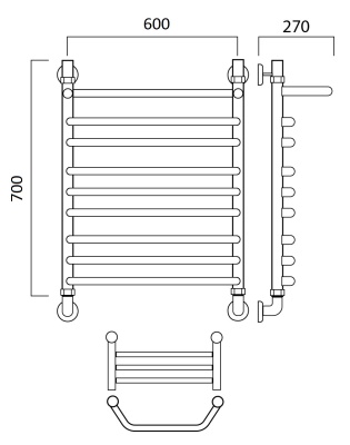 Водяной полотенцесушитель Aquanerzh 04-01A7060 Хром