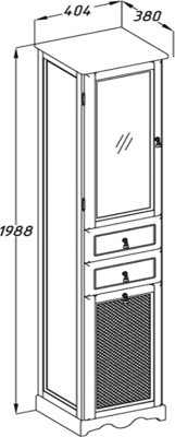 Шкаф пенал Opadiris Тибет 40 L Z0000003585 с решеткой и бельевой корзиной Орех антикварный