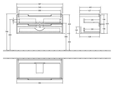 Тумба под раковину Villeroy&Boch Subway 2.0 80x52 подвесная Дуб графитовый