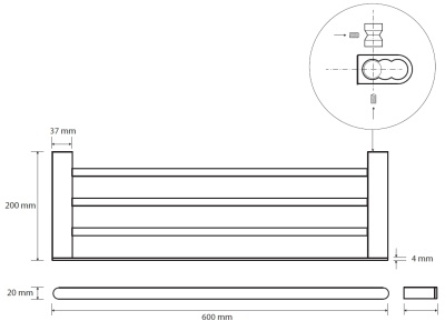 Полка для полотенец Bemeta Galla 108105080 Черная матовая