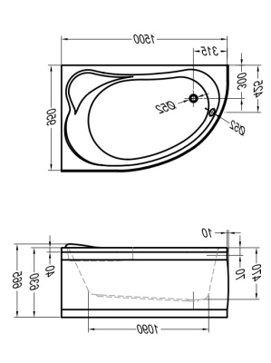 Акриловая ванна Kolpa San Voice Quat 150x95 L Basis