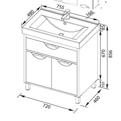 Тумба под раковину Aquanet Гретта 70 239402 Дуб светлый