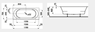 Ванна из искусственного камня Laufen Pro Marbond 170x75 2.4295.0.000.000.1 Белая