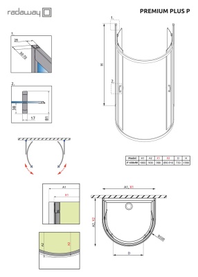 Душевой уголок Radaway Premium Plus P 1900 100x90 профиль Хром стекло прозрачное