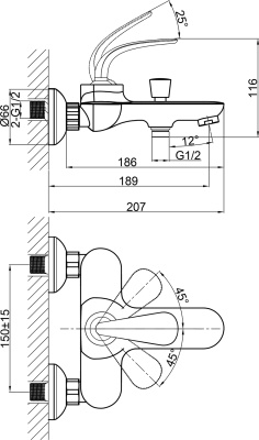 Смеситель для ванны D&K Venice Gondola DA1023241 Хром