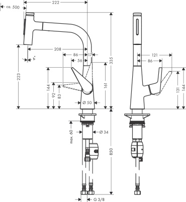 Смеситель для кухни Hansgrohe Talis Select M51 72824000 Хром