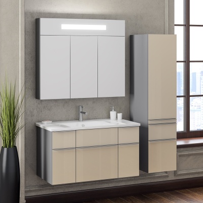 Шкаф пенал Opadiris Кристалл 30 R Z0000010459 подвесной Бежевый/Титан