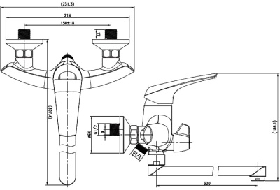 Смеситель для ванны Aquanet Techno SD90889A универсальный Хром