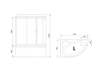 Душевая кабина Royal Bath ALP 140x95 RB140ALP-C-CH-L с гидромассажем стекло матовое задние стенки Белые