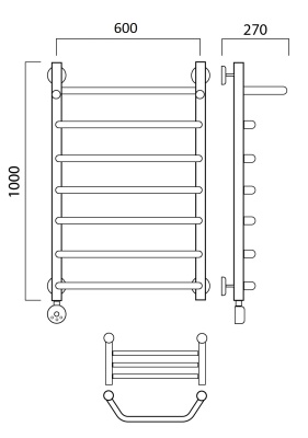 Электрический полотенцесушитель Aquanerzh Трапеция с полкой 07-03А10060прав Хром