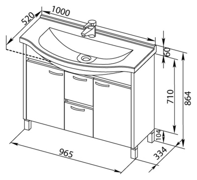 Тумба под раковину Aquanet Донна 100 169183 Венге