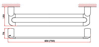 Полотенцедержатель двойной VRI Baciano HG800315, 60 см
