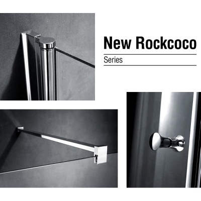 Душевой уголок Gemy New Rockcoco 100х190 квадратный две распашные дверцы профиль Хром стекло прозрачное