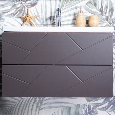 Тумба под раковину Бриклаер Кристалл 80 подвесная Ясень Анкор темный