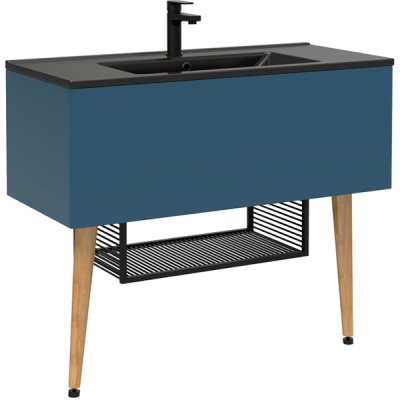 Тумба с раковиной Creavit Zeon 100 ZE0100.00.MM+SU100.6 Синяя