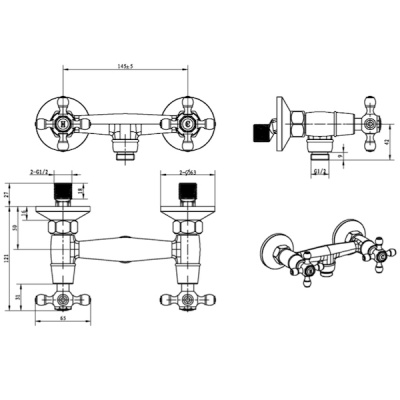 Смеситель для душа Boheme Crystal 294-CRST Золото