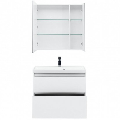 Комплект мебели для ванной Aquanet Гласс 80 240465 подвесной Белый