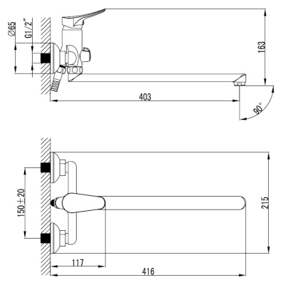 Смеситель для ванны Milardo Volga VOLSBLCM10 универсальный хром