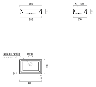 Раковина GSI Kube 60/T 8983011 белая