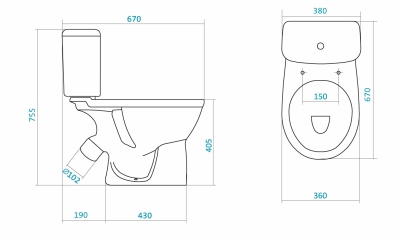 Унитаз Santek Бореаль 1.WH30.2.144 с бачком и сиденьем