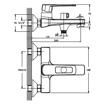Смеситель для ванны Mixxus Premium Tiger 009 Euro MXP0553 Черный