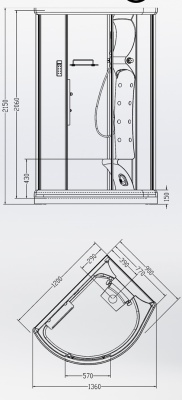 Душевая кабина Aquanet Taurus 100х100 С гидромассажем и паром