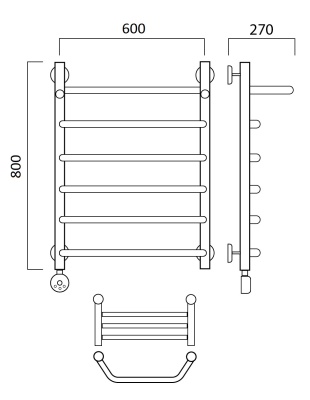 Электрический полотенцесушитель Aquanerzh Трапеция с полкой 07-03А8060прав Хром