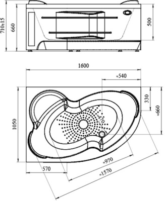 Акриловая ванна Radomir Vannesa Ирма 3 160x105 L 2-01-0-1-1-229 Белая без гидромассажа