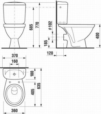 Унитаз компакт Jika Lyra 2423.6 с бачком без сиденья