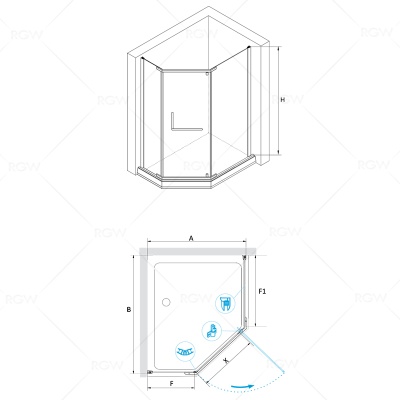 Душевой уголок RGW Passage PA-91 80x120 профиль Хром стекло прозрачное