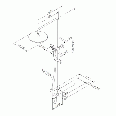 Душевая система AM.PM Gem F0790520 с термостатом Хром