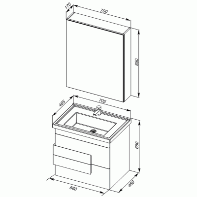 Комплект мебели для ванной Aquanet Мадейра 70 183161 подвесной Дуб кантри