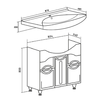 Тумба с раковиной Runo Толедо 85 Белая