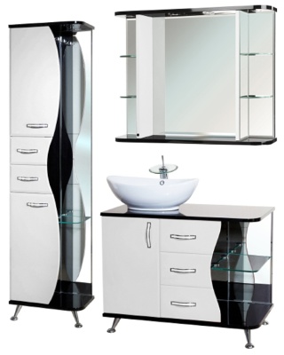 Шкаф пенал Bellezza Рио 50 L Черный Белый