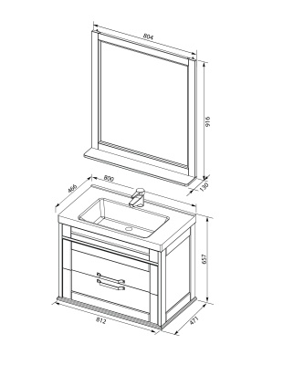 Тумба под раковину Aquanet Денвер 80 199211 Белый глянец