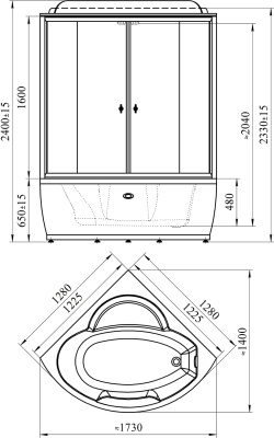Душевой бокс Radomir Лаура 128x128 1-04-1-0-4-0860 профиль Белый стекло прозрачное