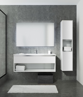 Тумба с раковиной SanVit Контур 100 kkont100 в цвете Ral подвесная Белый глянец