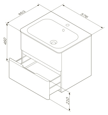 Тумба под раковину AM.PM Bliss D 60 M55FHX0602VF подвесная Белая Венге