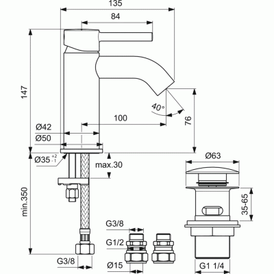 Смеситель для раковины Ideal Standard Ceraline BC186AA Хром