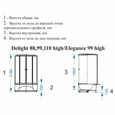 Душевая кабина Domani-Spa Delight 99 High 90x90 DS01D99HWCl00 профиль Белый задние стенки Черный Душевая кабина Domani-Spa Delight 99 High 90x90 DS01D99HWCl00 профиль Белый задние стенки Черный