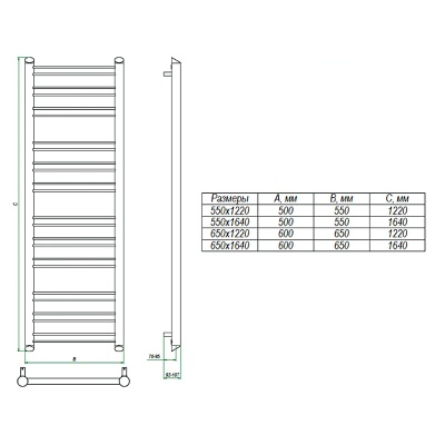 Водяной полотенцесушитель Grota Grande 65х122 Хром