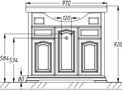 Тумба под раковину Opadiris Риспекто 95 Z0000012537 Белая матовая ручки Хром