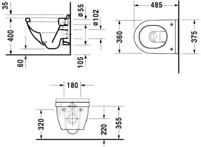 Унитаз Duravit Starck 3 22270900001 подвесной без сиденья