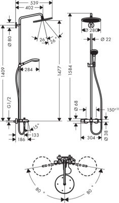 Душевая система Hansgrohe Croma Select S 26792000 Хром