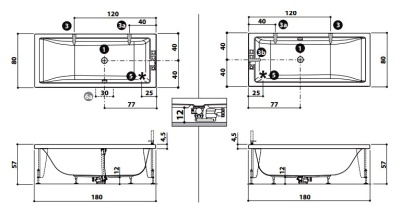 Акриловая ванна Jacuzzi Moove 180x80 9450-422A белая глянцевая